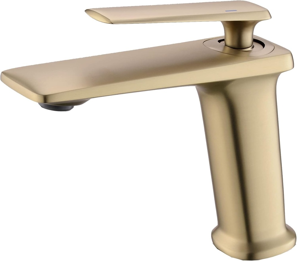 RANDOM Single Hole Bathroom Sink Faucet Brushed Gold Bathroom Faucet Single Handle Brass Basin Mixer Tap Deck Mount,cUPC Certified Water Supply Hot and Cold Hose.68008BG
