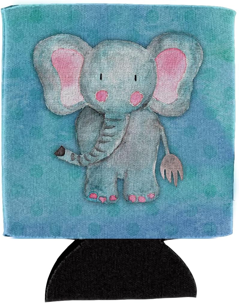 Caroline's Treasures BB7372CC Blue Elepant Watercolor Can or Bottle Hugger Cooler Washable Drink Sleeve Collapsible Beverage Insulated Holder, Can Hugger, Multicolor