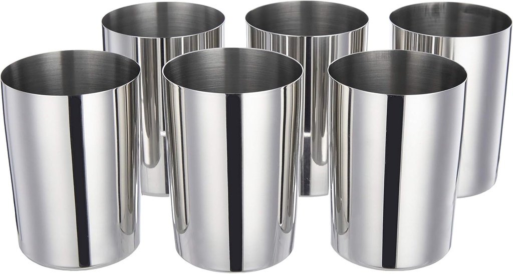 Solimo Sparkle Stainless Steel glass set (6 pieces, 6.8cm dia, 340ml)