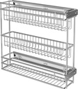 Narrow Pull Out Cabinet Organizer(4⅜" W x 18⅛" D),Pull Out Spice Rack, 3-Tier Side Mount Slide Out Spice Rack for Narrow Cabinet