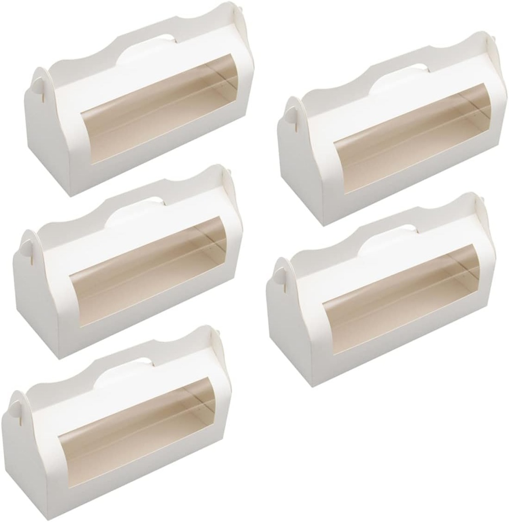5pcs Portable Handheld Baking Boxes Window Toast Packaging for Cakes Bread and Pastries Tear-resistant Design for Parties and Banquets