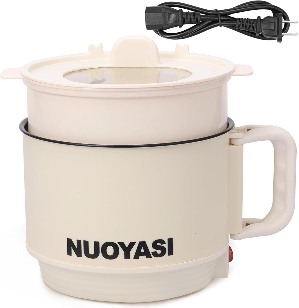Mini Electric Hot Pot with Steamer for Cooking, Electric Ramen Cooker, Non Stick Hot Pot Electric Cooker, Small Electric Pot for Cooking Dorm (with Steamer)