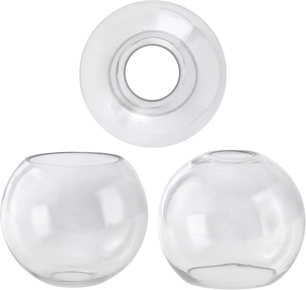 3 Pack Clear Glass Globes for Light Fixtures Replacement, 5.9" Diameter, Clear Round Glass Globe Lampshade Cover for Pendant Light Wall Sconce Chandelier, 1-5/8 Inch Fitter