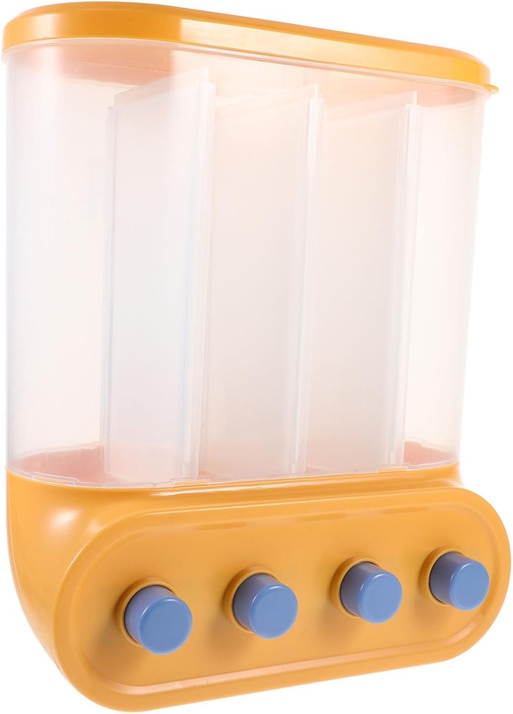 Ciieeo 4sets Wall-mounted Rice Dispenser Food Storage Container for Cereal and Grains Reusable Press Type Design Space-saving Kitchen Organizer Capacity Sealed Storage