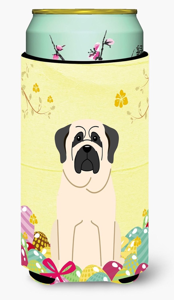 Caroline's Treasures BB6017TBC Easter Eggs Mastiff White Tall Boy Hugger Can Cooler Sleeve Hugger Machine Washable Drink Sleeve Hugger Collapsible Insulator Beverage Insulated Holder
