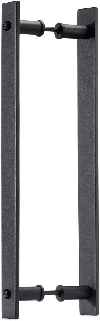Toprema 14" Steel Rustic Black Sliding Barn Door Handle Pull Wood Door Two-Sided Flat Bar-to-Bar Handles Hardware