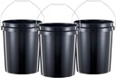 United Solutions 5 Gallon Bucket Heavy Duty Plastic Bucket Comfortable Handle Easy to Clean Perfect for on The Job Home Improvement or Household Cleaning; Black , 3 Count