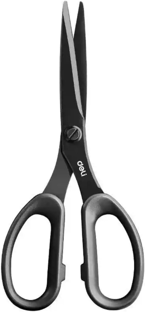 Deli Non-Stick Scissors, 8 Inch Stainless Steel Blades with Soft Grip Handles, Black/White Office Scissors for Paper, Fabric, Craft, Home & School Use (1 Pack)