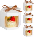 ISKYBOB 24PCS Individual Bakery Boxes with Window, Cupcake Containers 4.7 x 4.7 x 4 Inch Kraft Paper Cookie Boxes for Packaging Easter Gift Boxes Treat Boxes for Cake, Pastries, Charcute (White)