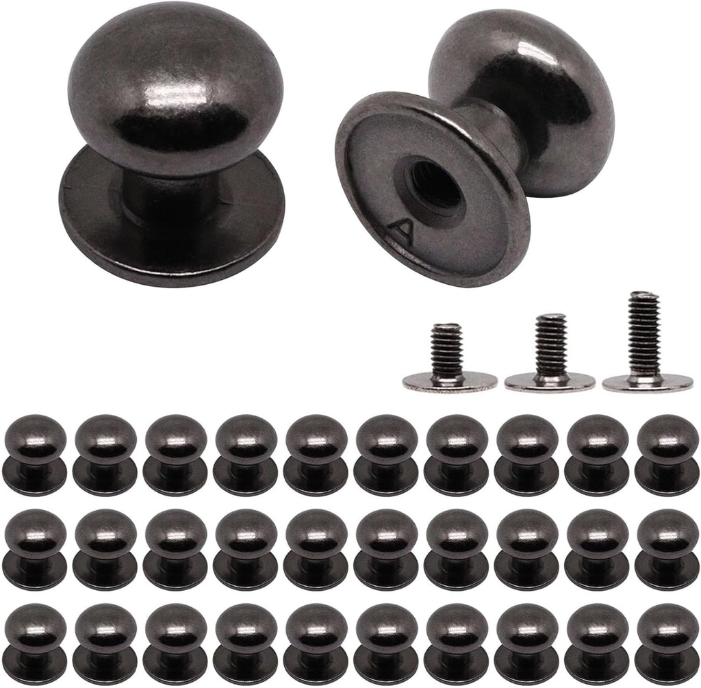 32pcs Mini Drawer Pulls, 0.37inch Small Knobs for Jewelry Box, Metal Round Mini Knobs Handles for Wood Case Drawer Cabinets Closet Cupboard (Black)