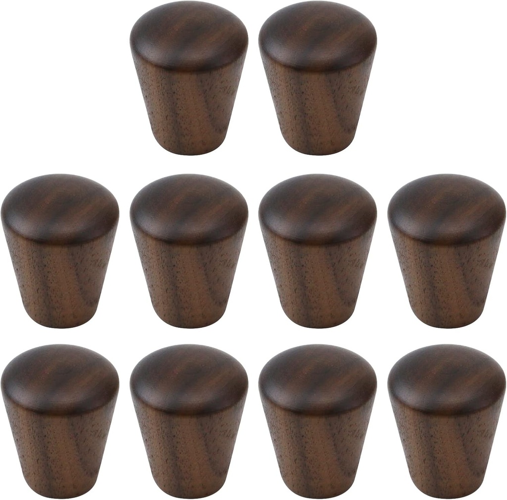 Wealrit 10 pcs Small Cone Cabinet Knobs with Screws,Wood Cabinet Handles,Black Walnut Drawer Handles for Dresser Wardrobe Cupboard Drawer