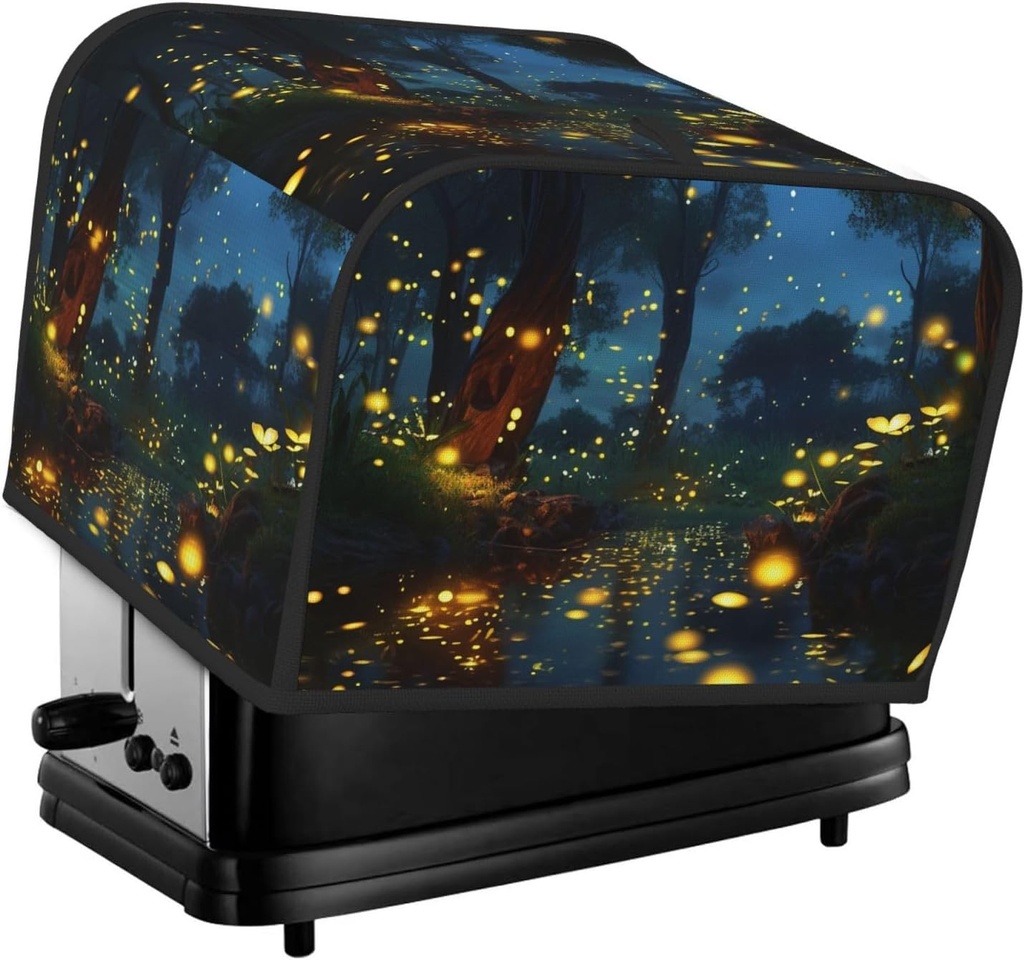 4 Slice Toaster Cover with Two Pockets for Storing knife Super Soft Appliance Cover Fireflies Dust Cover for Kitchen Small Oven Cover Kitchen Bread Machine Protector Cover