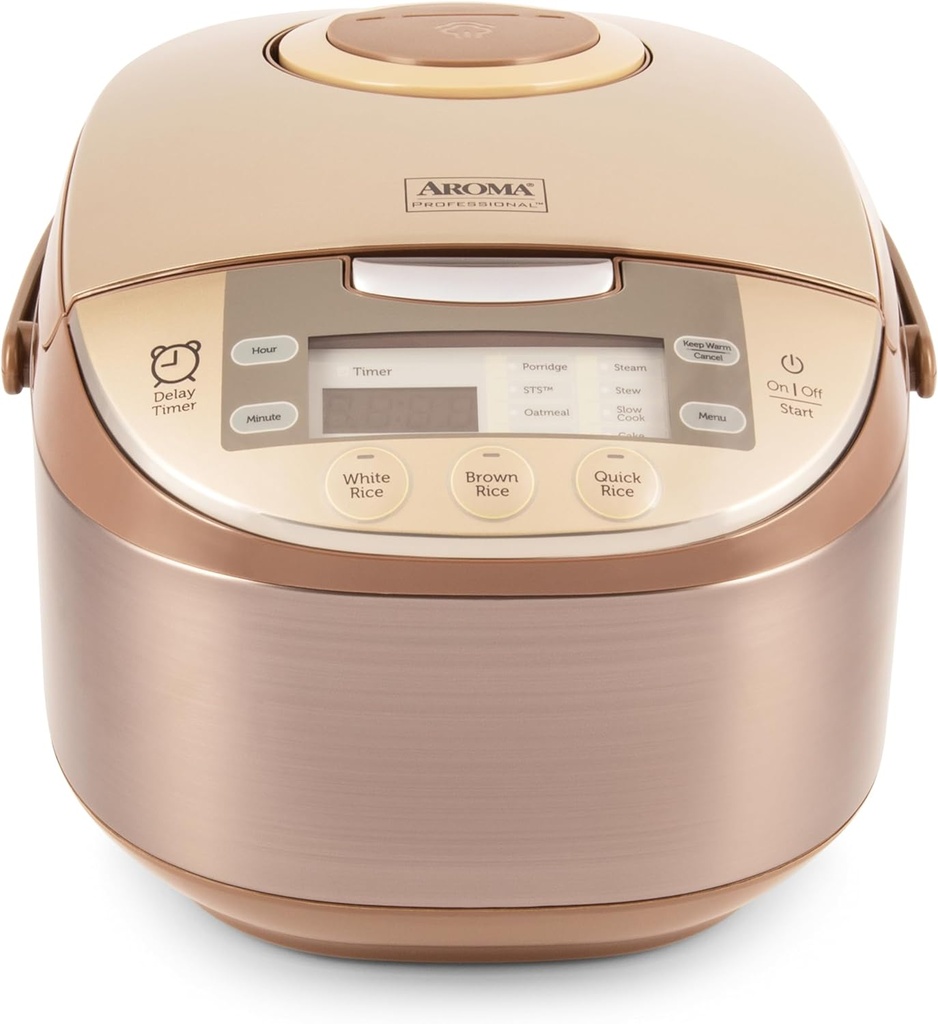 Aroma Housewares ARC-6106 Aroma Professional 6 Cups Uncooked Rice, Slow Cooker, Food Steamer, MultiCooker, Champagne