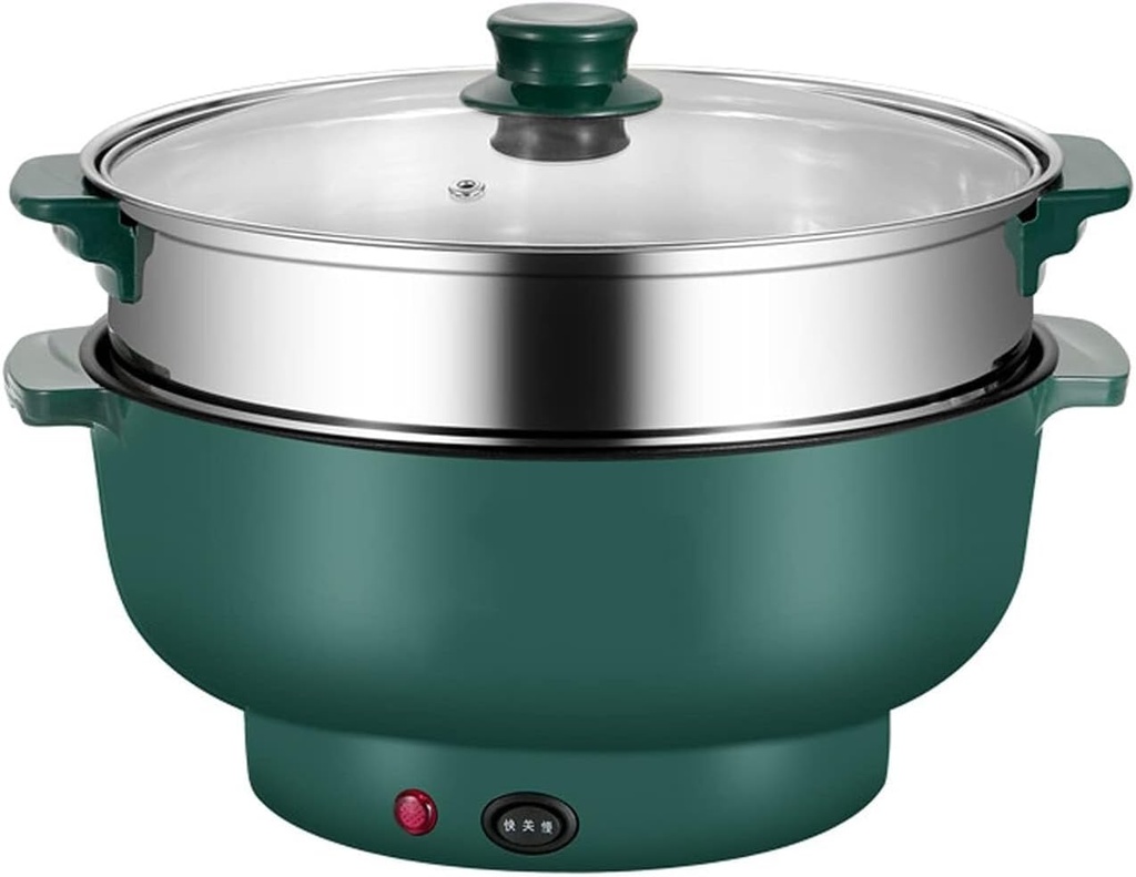 Electric Hot Pot Cooker, Portable Electric Skillet with Nonstick Coating, Multi-Function Electric Cooker, Noodle Cooking Pot (Light Green 24CM)(Dark Green,20CM)