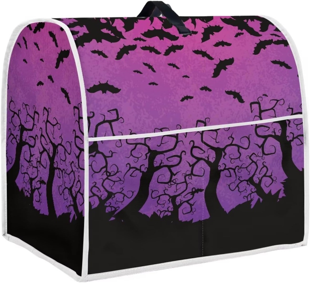 Halloween Bats Kitchen Aid Mixer Cover Oak Tree Stand Mixer Dust Cover with Handle and Pocket,Kitchen Halloween Decor Accessories