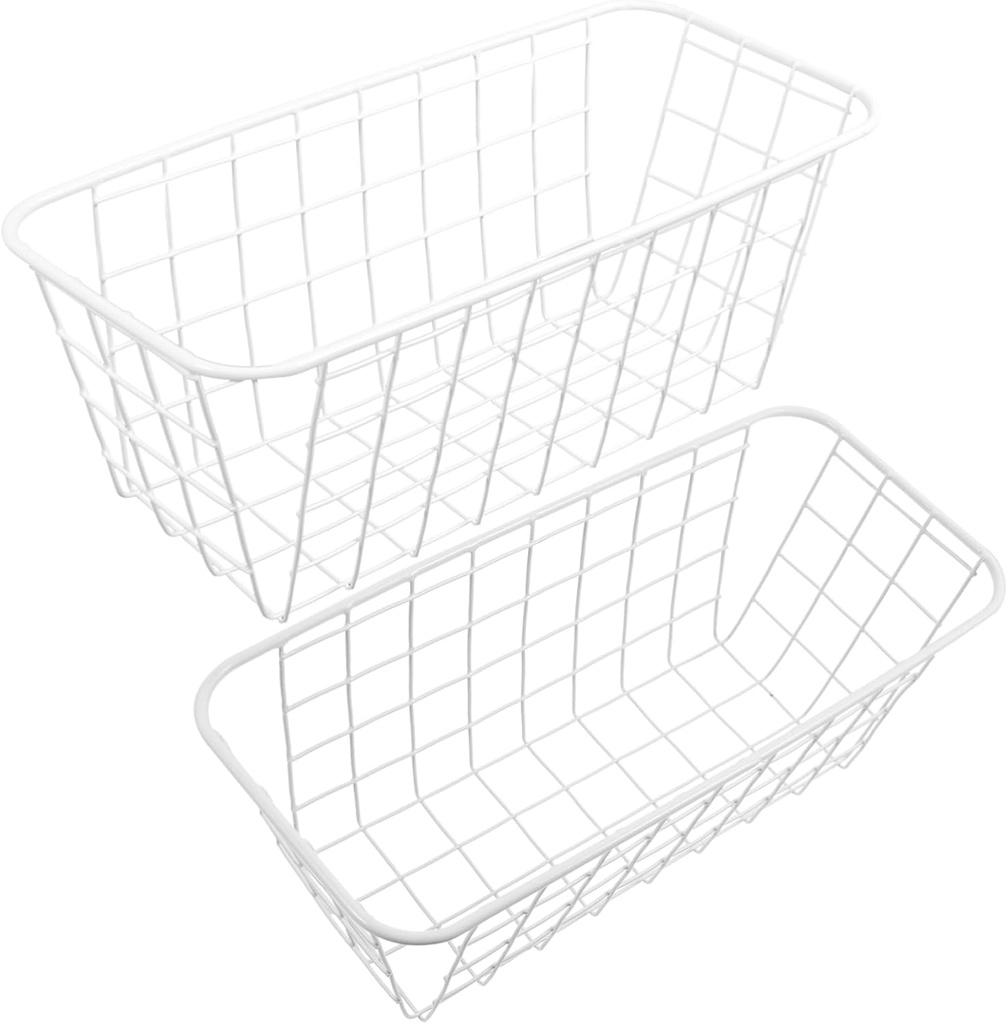 2pcs Nail Hanging Wall Basket Kitchen Storage Organizer for Home Space-saving Non-punching Wall Baskets Elegant Design for Bathroom and Kitchen Use