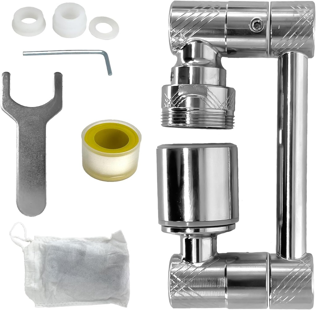 1080° Swivel Faucet Extender, Brass Rotating Faucet Extender Aerator with Mounting Accessories 2 Sprayer Modes for Kitchen Bathroom Sinks