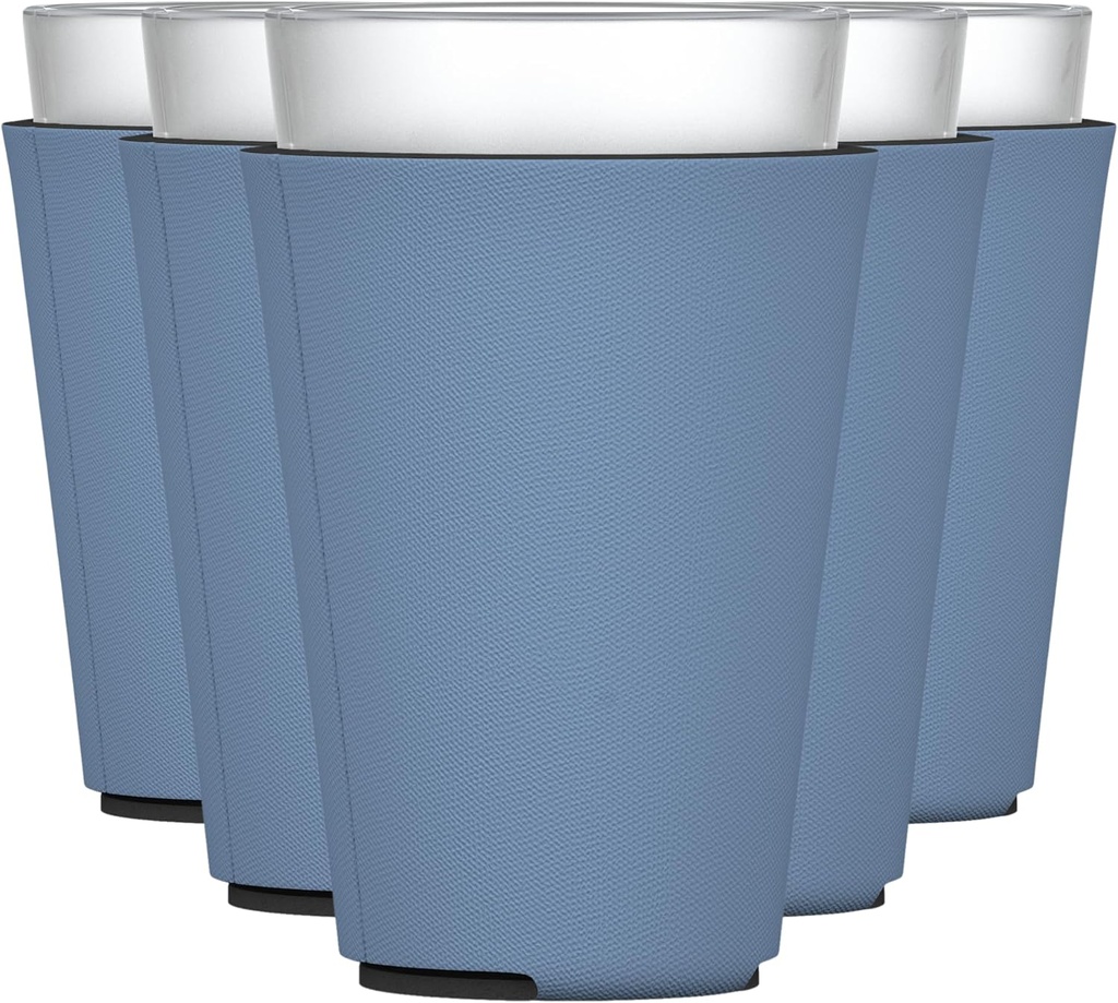 TahoeBay Blank Pint Glass Sleeves (6-Pack) 16 Ounce Insulating Foam Collapsible Beer Drinking Cup Holder (Steel Blue)