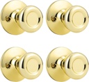 GOBEKOR 4 Pack Dummy Door Knobs - Polished Brushed Tulip Design Half Interior Knobs for Closet in Gold
