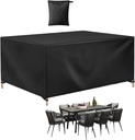 600D Heavy Duty Patio Furniture Cover, Outdoor Rectangular Table and Chair Set, Waterproof Sectional Set Outdoor Furniture Covers Waterproof 108x22x16inch/LxWxH Black