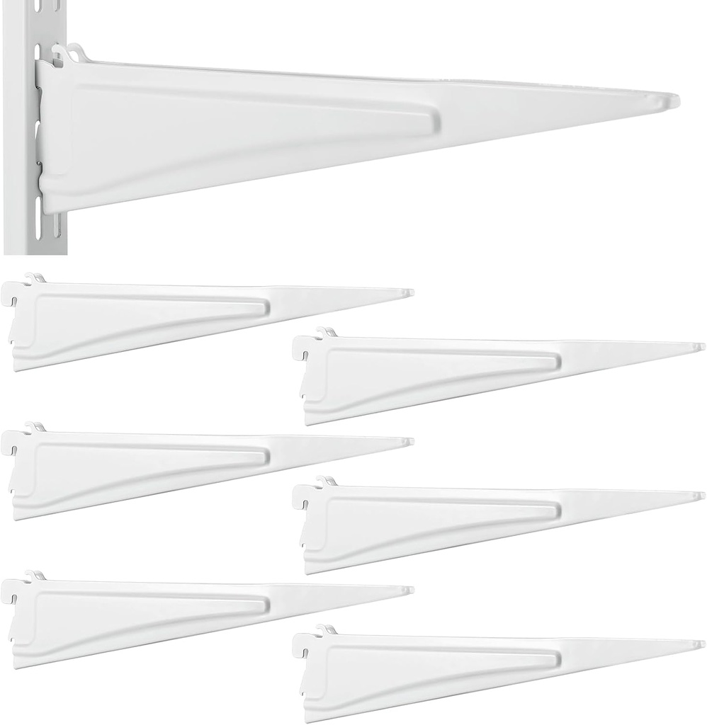 Menkxi 6 Pcs Locking Shelf Bracket Track Locking Wire Shelf Brackets for Adjustable Closet Systems Closet Organization Heavy Duty (12 Inch)