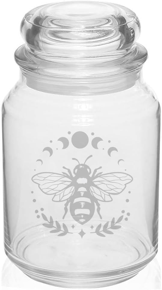 26 oz Glass Candy Jar Gift Bee and Moon