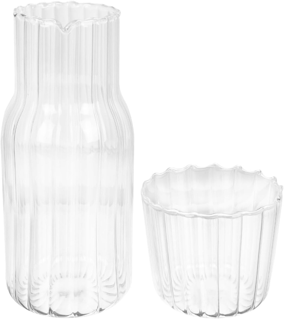 DOITOOL Vintage Bedside Water Carafe with Tumbler Glass 500 ml Bottles and Drinking Cup Water Pitcher for Nightstand Office Home Guest Room