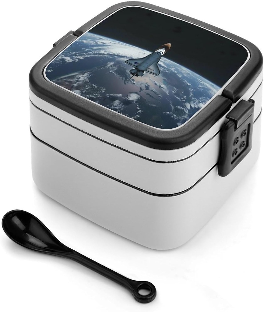 Spaceship Shuttle in Space Bento Box with 2 Compartments Adult Lunch Box Lunch Container for Meal Prep Work And Outdoors