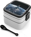 Spaceship Shuttle in Space Bento Box with 2 Compartments Adult Lunch Box Lunch Container for Meal Prep Work And Outdoors