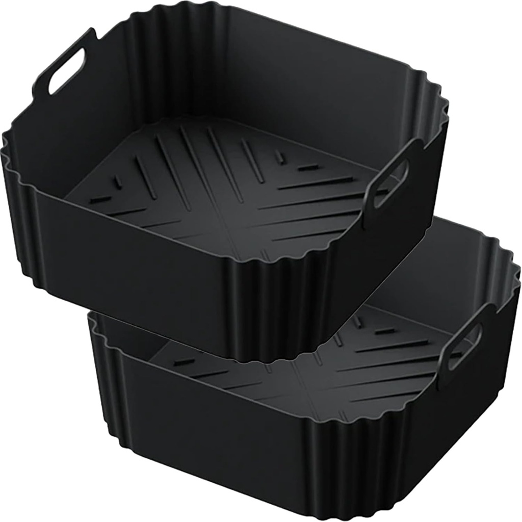 AF140 UK Silicone Air Fryer Liners for Ninja Air Fryer AF180 AF181, for COSORI 5.5 6L, 2pcs Reusable Airfryer AF141 UK Silicone Trays for Philips HD9270, 9 Inch Square Non-Stick Air Fryer Acc