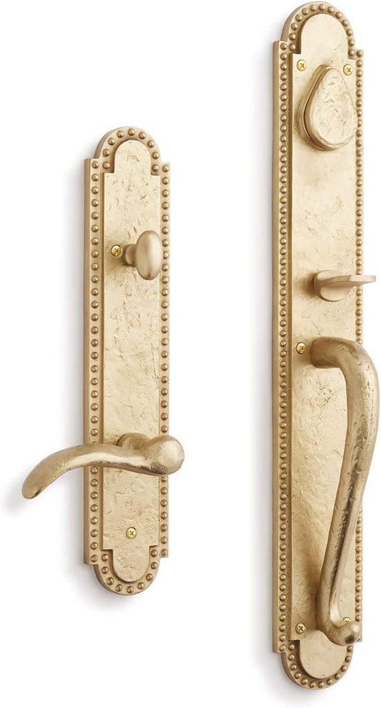 Signature Hardware 441390 Marconi Right Handed Solid Brass Full Plate Keyed Entry Single Cylinder Door Handleset with Interior Lever and 2-3/4" Backset