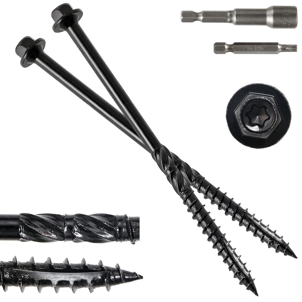 #14 x 6 Wood Structural Screws 50 Pack Hex Head Lag Screws, Rust Resistant Timber Screws for Timber/Log/Landscaping Wood