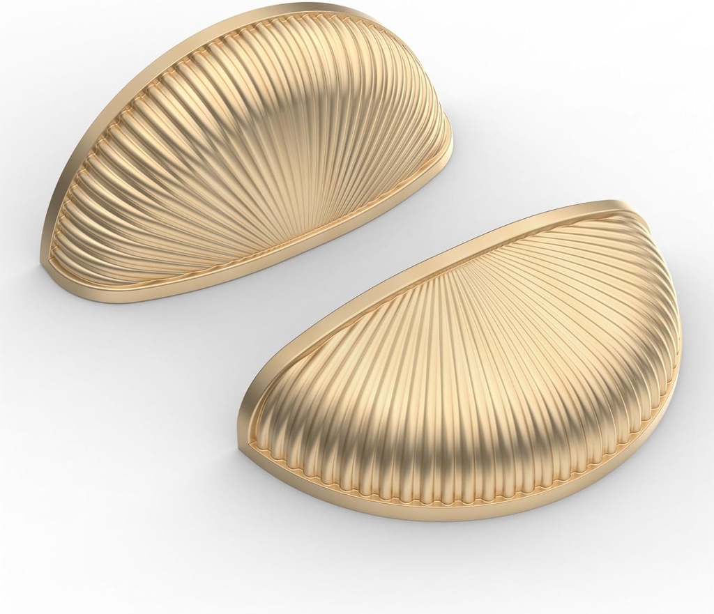 Asidrama 10 Pack 3 Inch(76mm) Brushed Brass Kitchen Cabinet Handles, Bin Cup Cabinet Pulls Gold Kitchen Cabinet Hardware for Cupboard Drawer Pulls