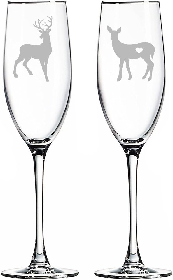Buck and Doe Champagne Toasting Flute Glasses, Set of 2
