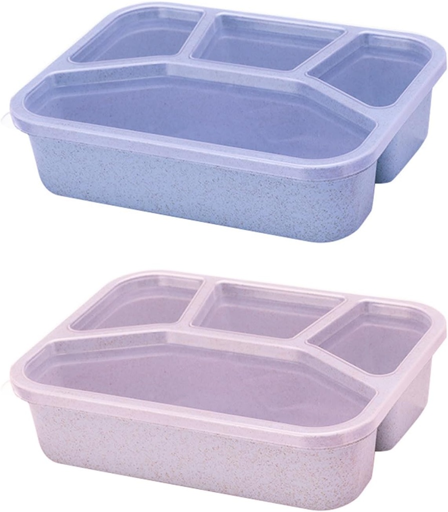 2Pcs Bento Boxes Lunch Boxes with 4 Compartment Meal Prep Container Food Storage Containers Snack Boxes Dividing Picnic Box for Work Travel (Blue/Pink)