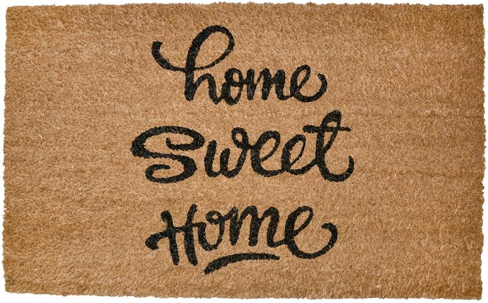 Great American Coco Coir Doormat with Heavy Duty Backing - Large 18" x 30" Non-Slip Minimalist Front Door Welcome Mat - Outside Entrance, Front Porch, Indoor Entry, Brown (Home Sweet Home)