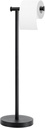 Toilet Paper Holder Stand, Toilet Paper Holder Free Standing with Stable Weighted Base, Rustproof Toilet Paper Stand Black, Large Capacity Free Standing Toilet Paper Roll Holder