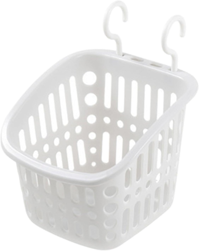 Hanging Basket for Shower,Portable Sturdy Bedside Organizer with Hook,Bathroom Sundries Holder for Dorm Kitchen Home Bathroom, Gray White