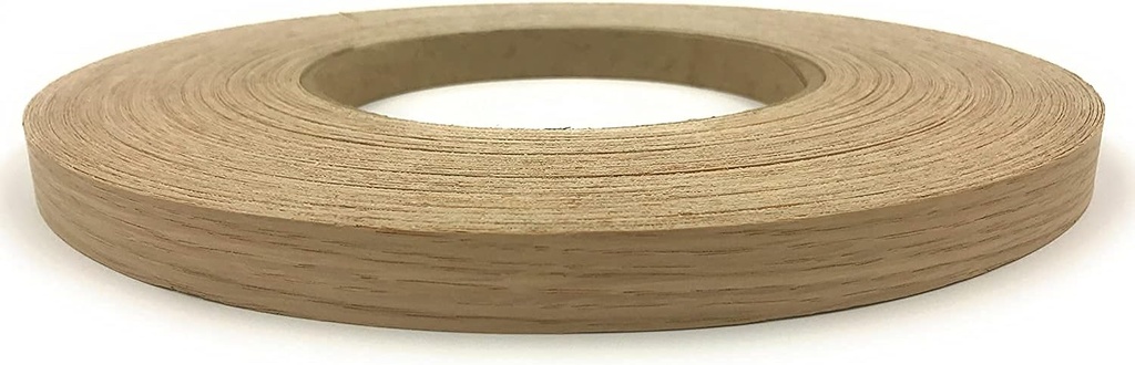 Edge Supply White Oak 13/16 inch X 25 ft Roll, Wood Veneer Edgebanding Preglued - Flexible Wood Tape, Easy Application Iron On with Hot Melt Adhesive. Smooth Sanded Finish. Made in USA