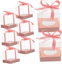 8pcs Portable Cake Boxes Mousse Packaging Cases with Ribbons Cupcake Containers for Bakeries Events and Home Use for Craft Cakes and Snacks