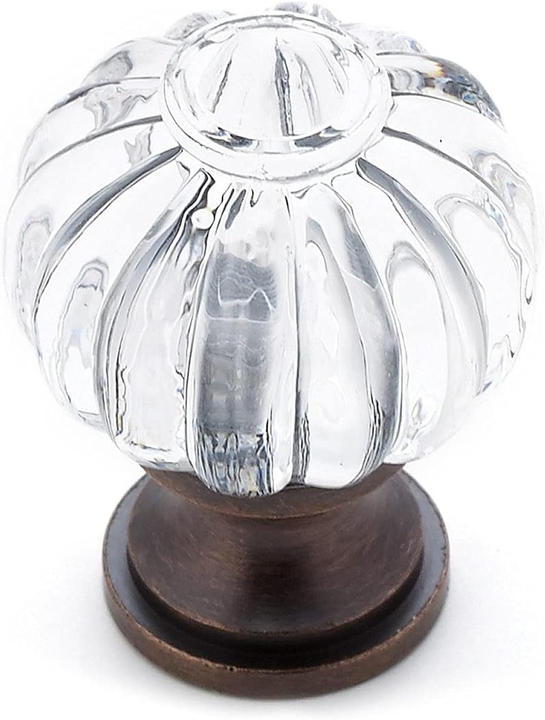 Richelieu BP4035BORB11 Montreuil Collection Clear and Brushed Oil-Rubbed Bronze Cabinet Knob 1 1/8 inch Round Drawer Knob, Eclectic Cabinet Door Knob for Kitchen, Bathroom, and Dresser, 1 Pack