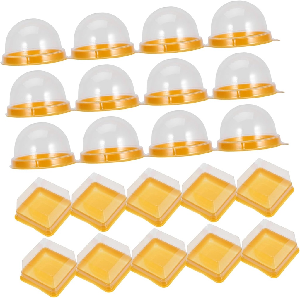 BESTYASH 100pcs Mini Muffin Holders Plastic Cake Boxes Transparent Moon Cake Wrapping Containers Easy Assembly for Bakery Dessert Shops Parties
