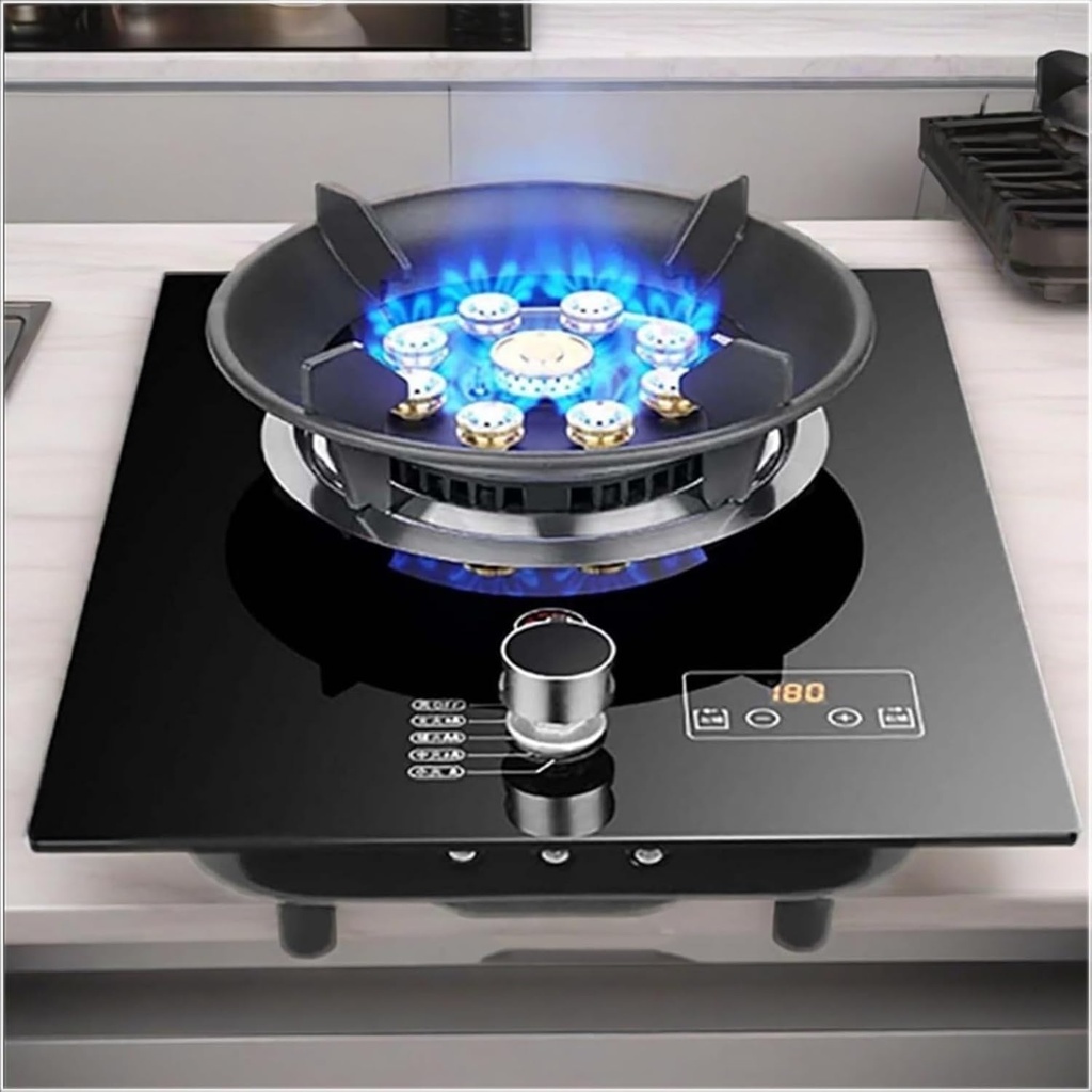 Indoor Portable Gas Stove, 7KW Tempered Glass Gas Cooker, Single Burner Gas Hob Table Top Cooker, with Timer Function(LPG)
