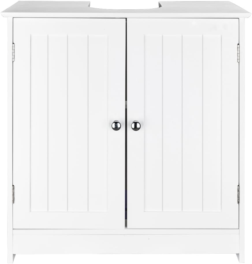 Bathroom Pedestal Sink Storage Cabinet with 2 Doors Traditional Under Sink Cabinet Bathroom Space Saver Organizer with Adjustable Shelf White