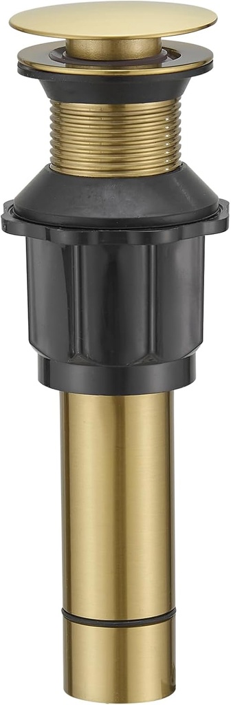 BWE Pop Up Drain Assembly Without Overflow Stainless Steel Bathroom Sink Drain with Detachable Strainer Basket fits Bathroom Sinks Brushed Gold