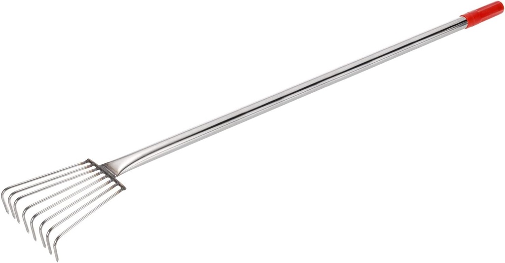 UXCELL 8 Teeth Leaf Rake - 39.76-inch Stainless Steel Garden Claw Rake with Rubber Handle, Silver Tone