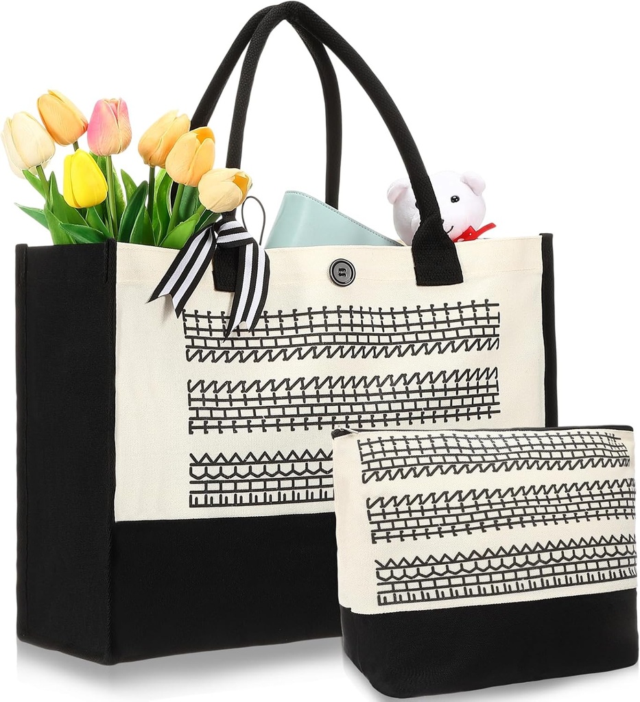 2 Pcs Hidden Message Tote Bag and Makeup Bag Women Secret Message Wedding Birthday Gift Tote for Bridesmaid Christmas Mom Retirement Wedding Office Coworkers Work