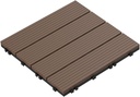 Multipack - 4 Box Set (24 Tiles) Patio and Deck Tiles Over 23 Sq. Ft.- Interlocking Slat Pattern Weather Resistant Tiles by Pure Garden (Brown)
