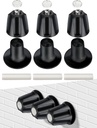 3 PCS Metal Shower Knob Replacement, Tub Faucet Handle with Hot/Cold/Diverter/Flange Base, Bathtub Knob Compatible with Price Pfister Verve Fits 5-1/2''H,12 Tooth Broach Stem (Black)