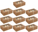DECHOUS 10pcs Paper Muffin Cupcake Boxes Inserts Window Design for Baking Packaging